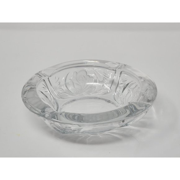 Vintage KIG Indonesia Ashtray Pressed Etched Glass Rose‎ Pattern - Picture 2 of 9